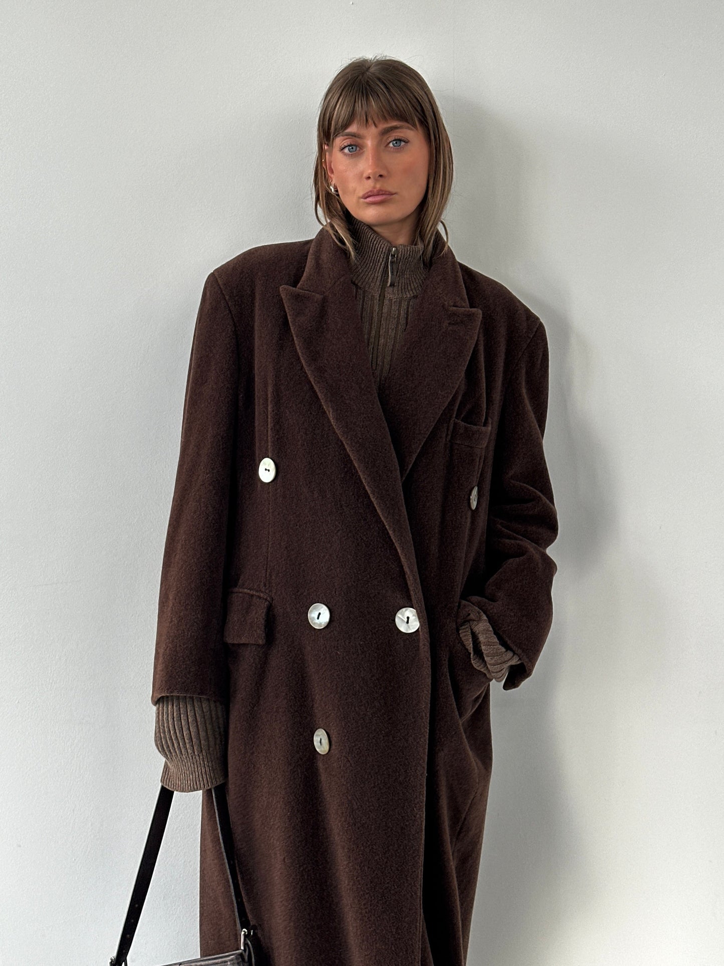 Moschino 1980s Wool Cashmere Double Breasted Coat - XL