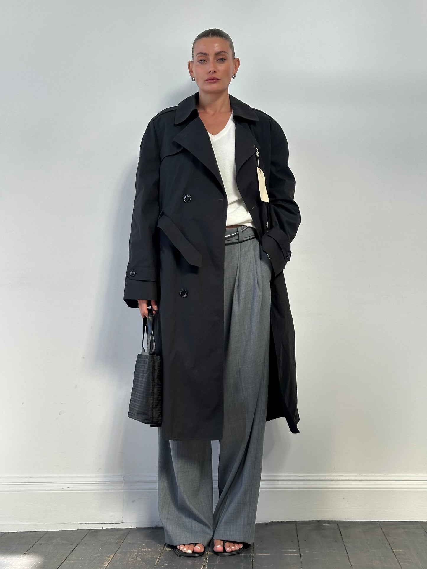 American Vintage Cotton Double Breasted Belted Trench Coat - XL