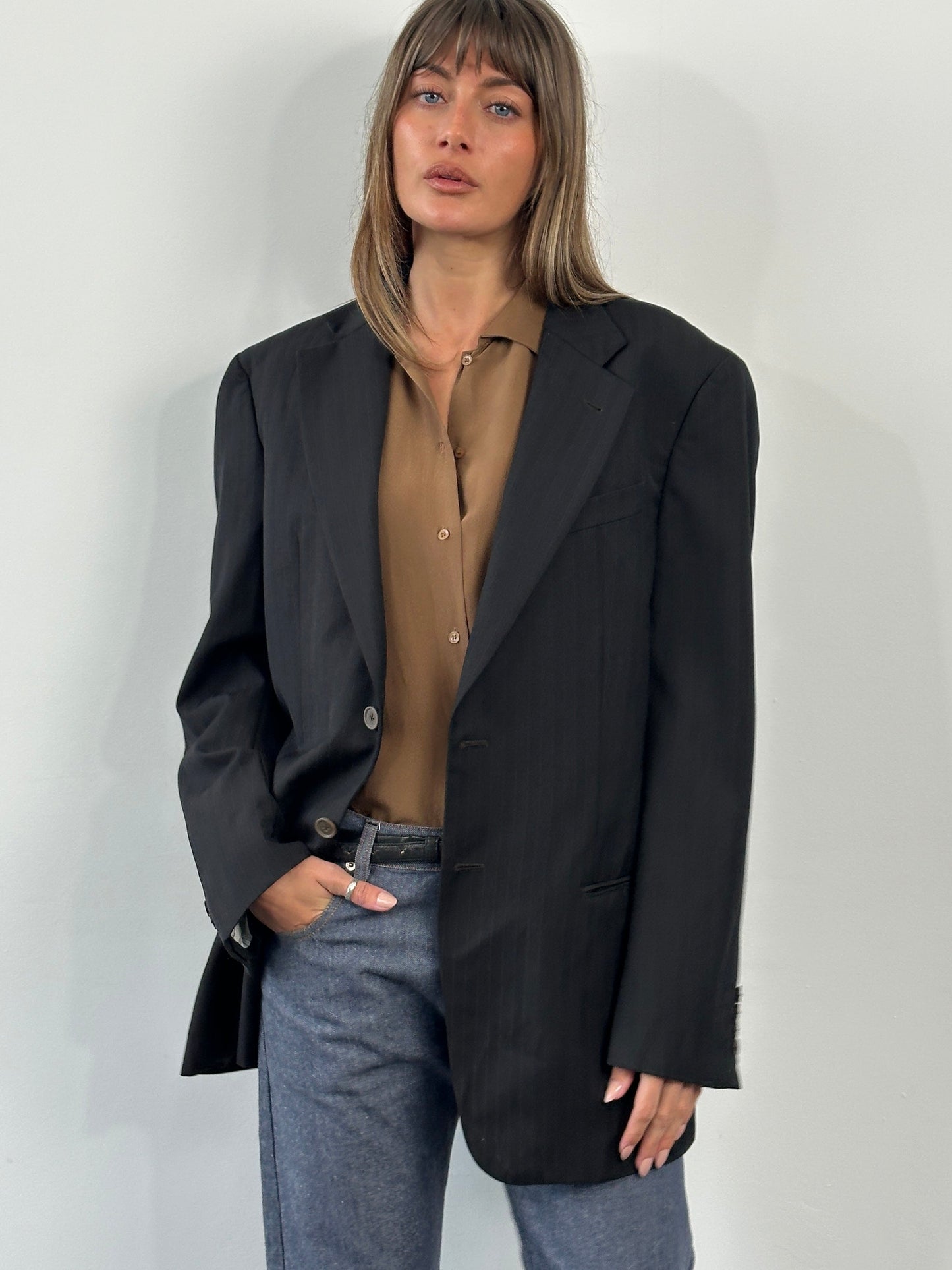 Armani Collezioni 2000s Pure Wool Pinstripe Blazer - 40R/L