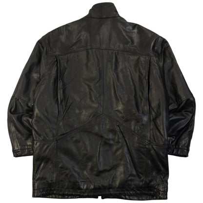Vintage 90s Hugo Boss Zip Up Leather Jacket Size L | Large, Black