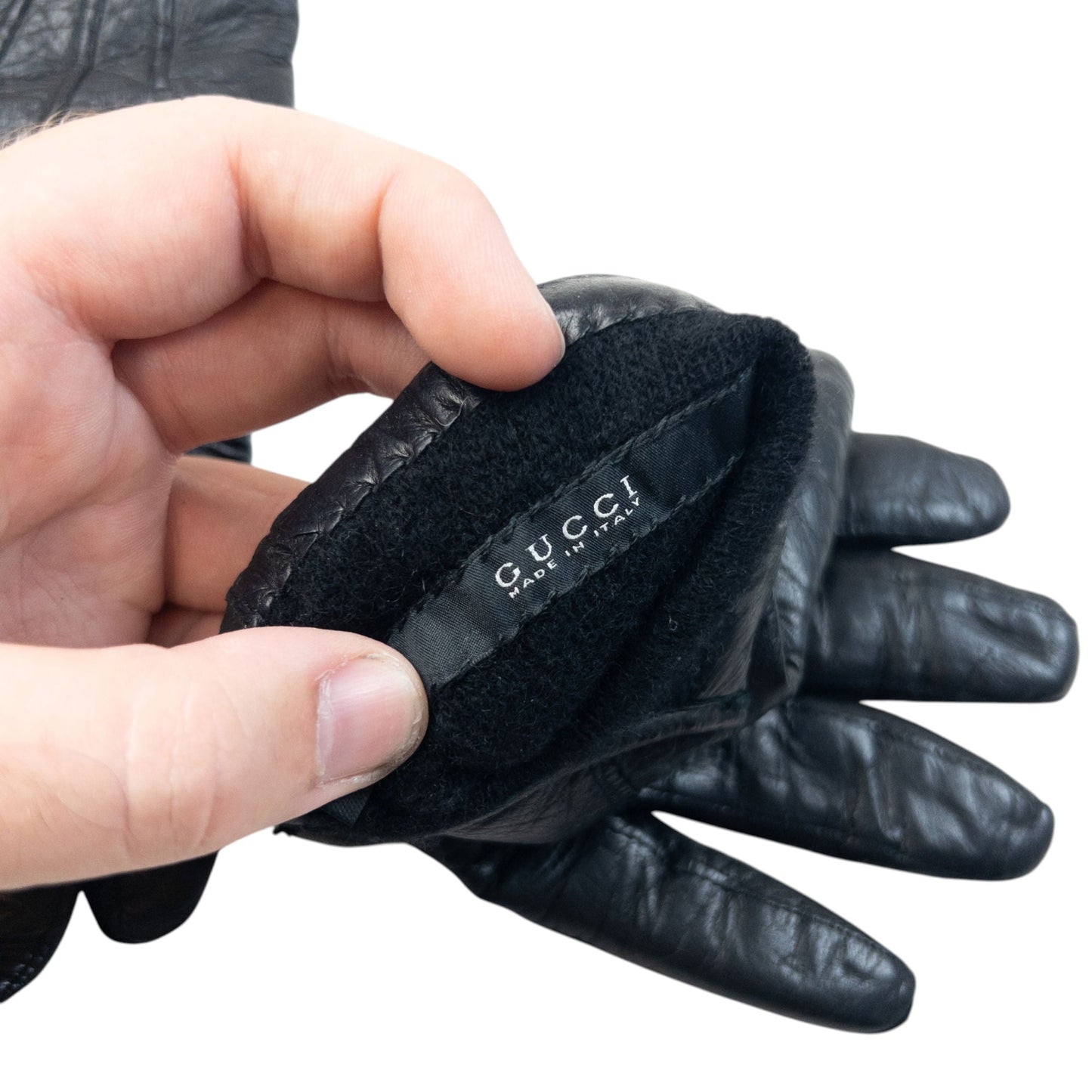 Vintage 2000s Gucci Leather Womens Gloves | O/S, Black