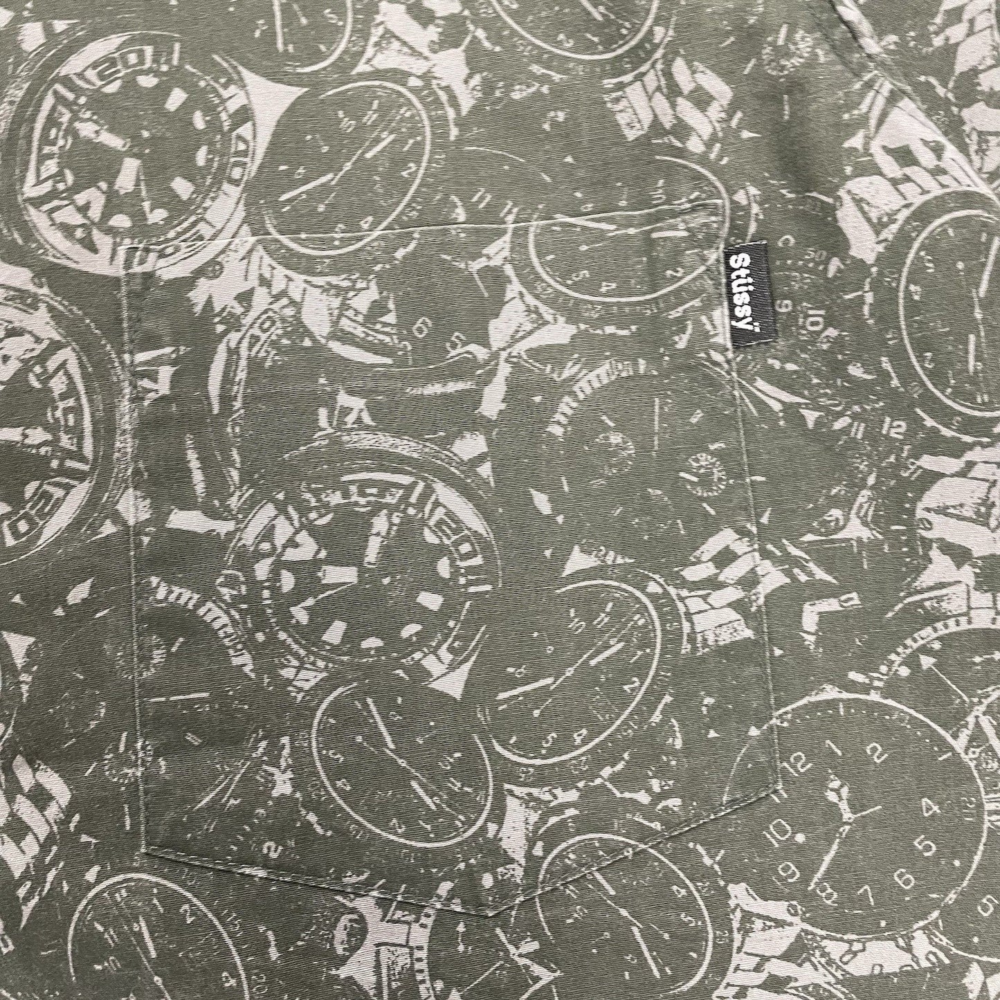Vintage Stussy Watch Print Shirt, Size Small | Stussy, Olive Green