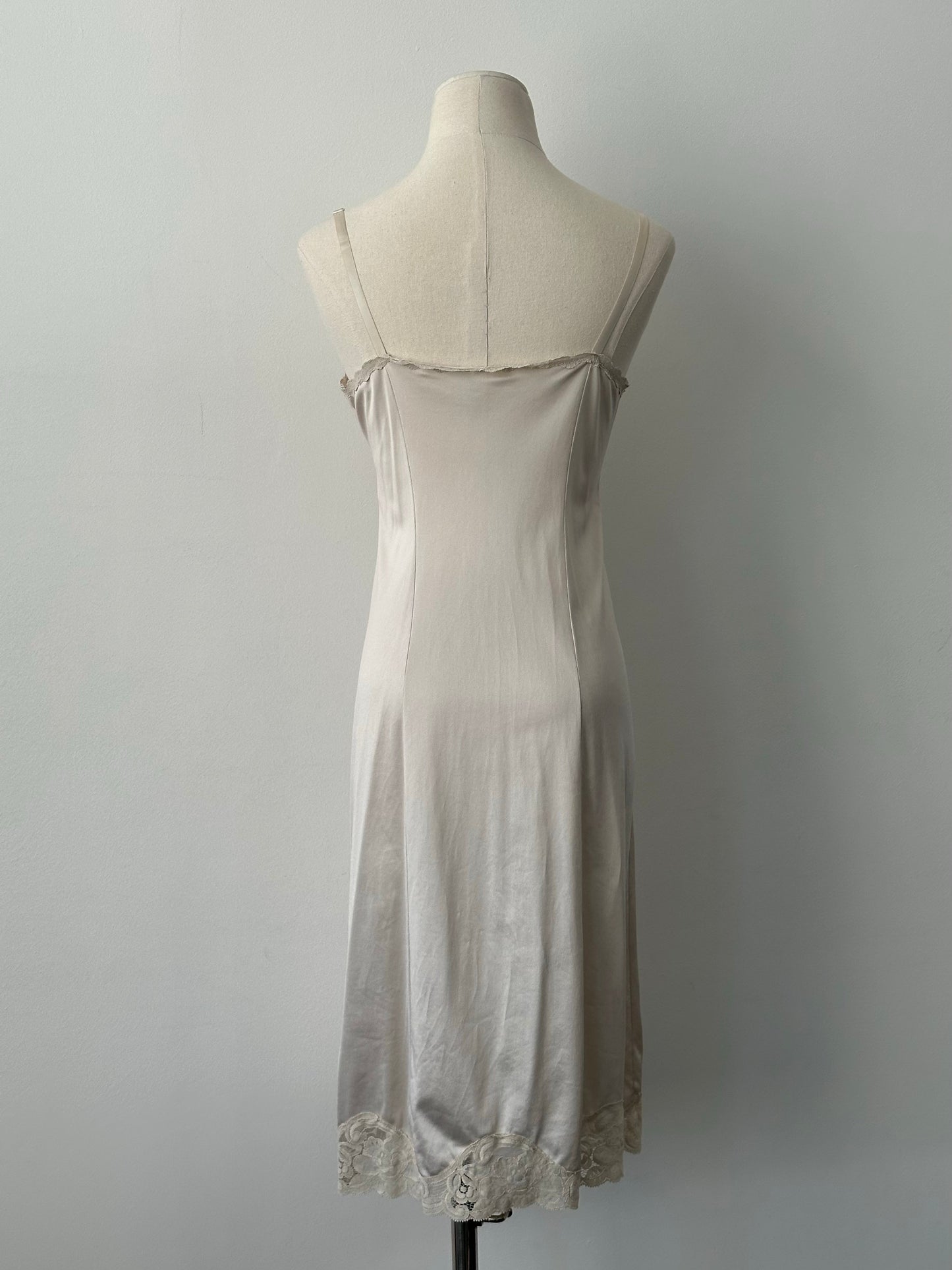 Vintage 1990s Satin Lace Midi Slip Dress - S