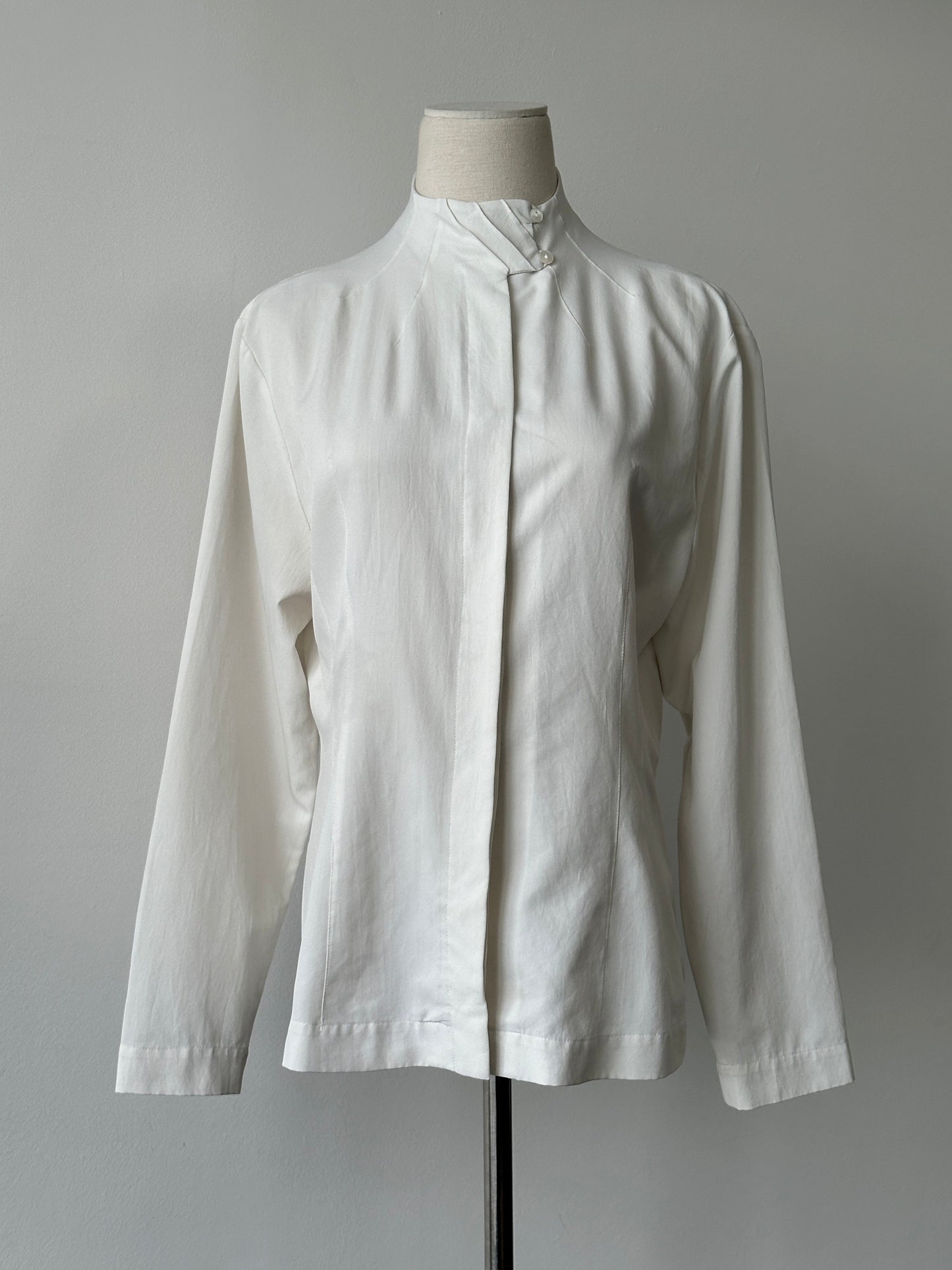 Vintage 1990s High Neck Minimal Shirt - S-M