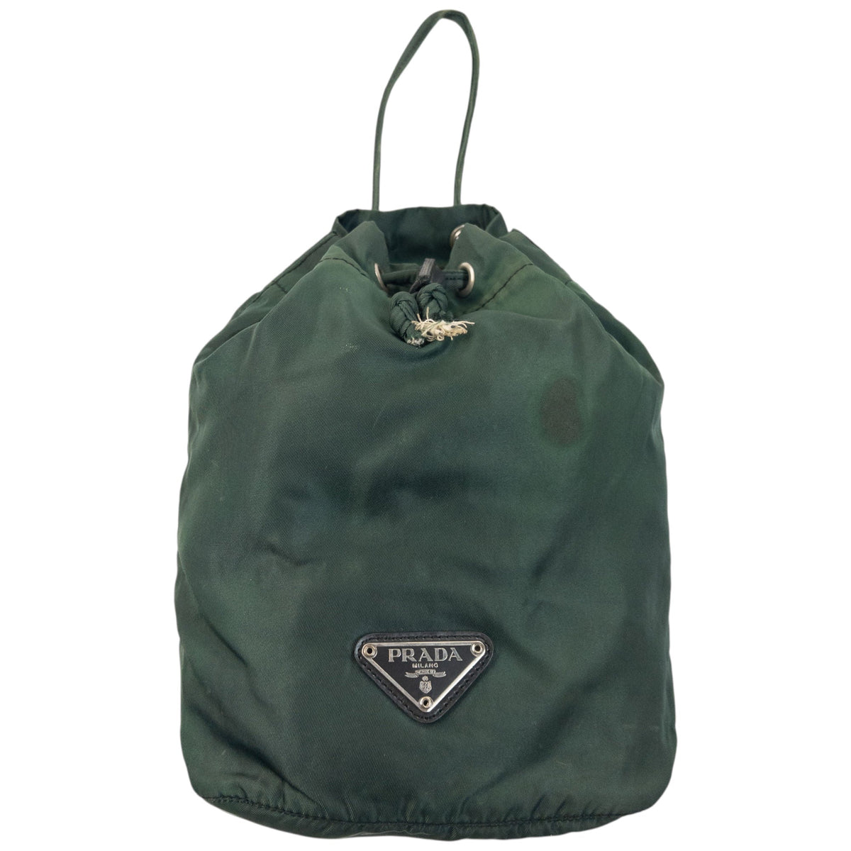 Vintage 2000s Prada Drawstring Pouch Bag | O/S, Green