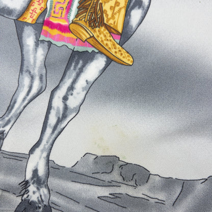 Versace Native American Print Silk Scarf | O/S, Navy Blue, Gold, Red, White, Yellow