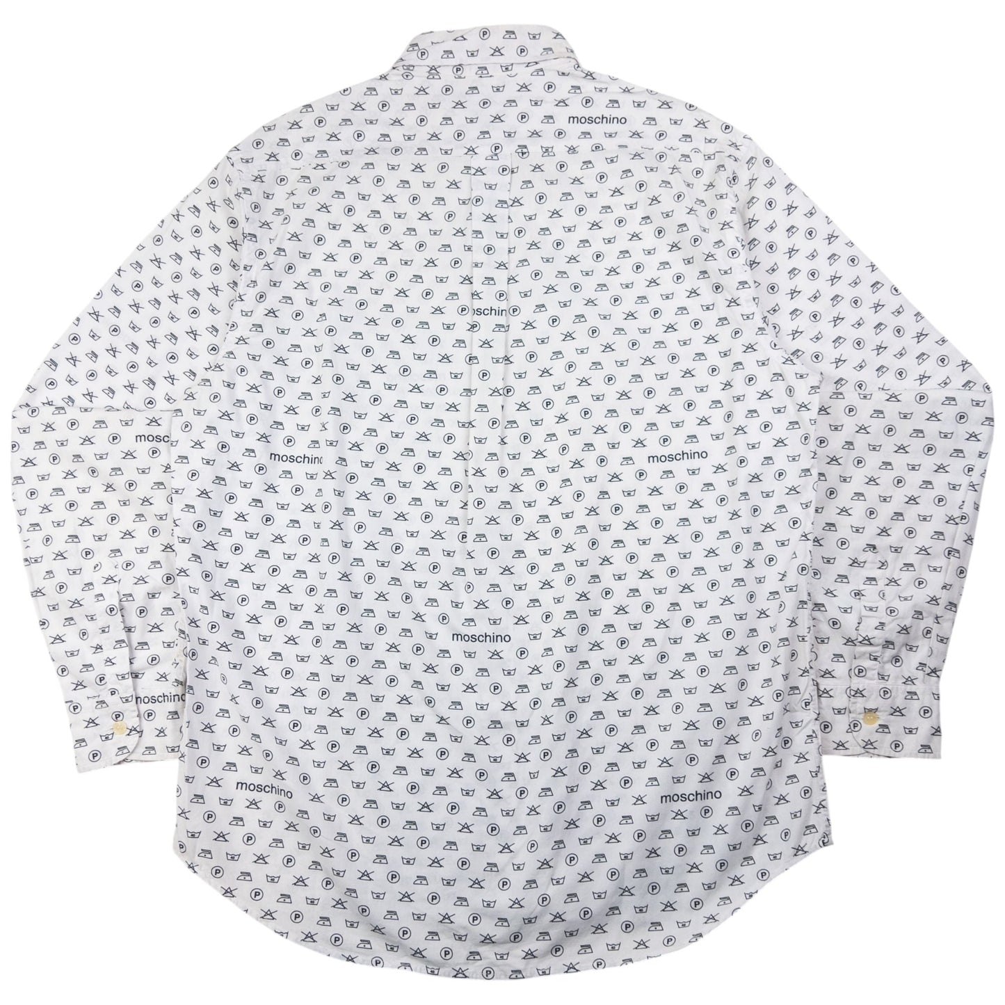 Vintage Moschino Jeans Monogram Washing Icon Button Up Shirt Size L