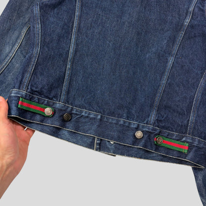 Gucci by Tom Ford 00’s Web Stripe Boxy Denim Mens Jacket - IT46 | Default Title, Blue