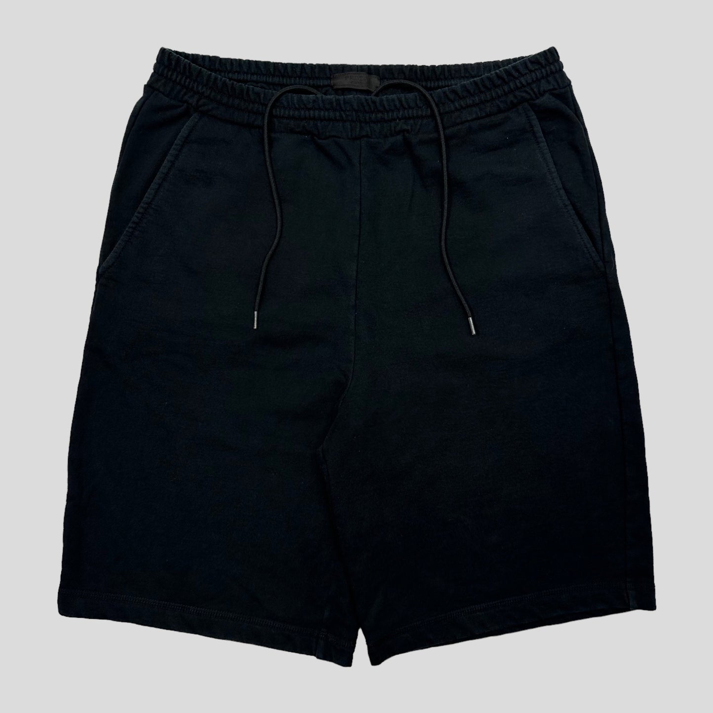 Prada Milano 2018 Red Tab Baggy Black Cotton Shorts - XL