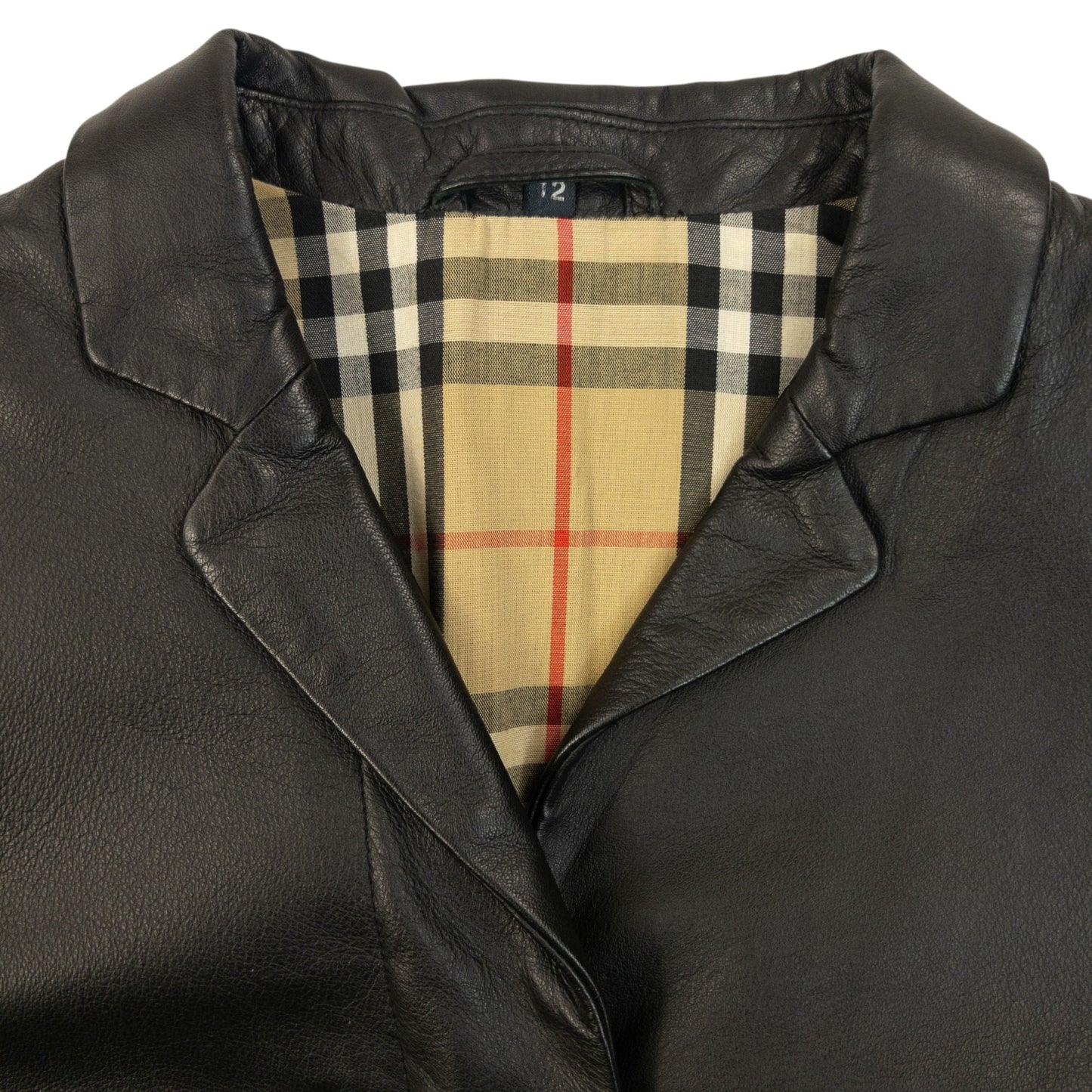 Vintage 2000s Burberry Nova Check Lined Leather Jacket Size S | Small, Black