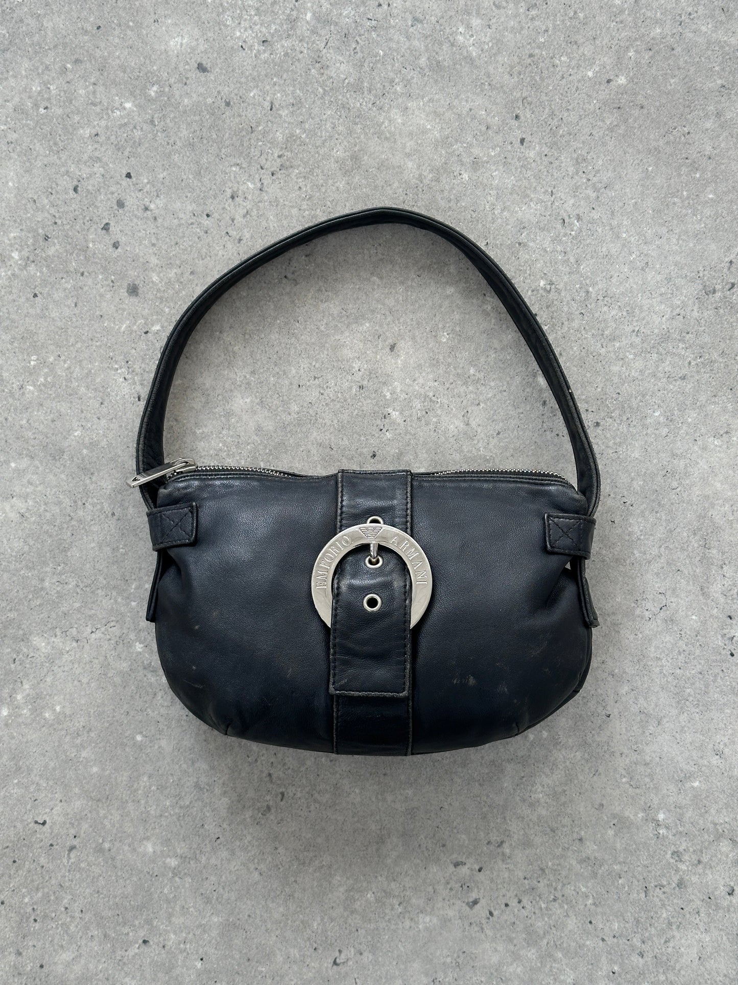 Emporio Armani 2000s Aged Leather Shoulder Bag