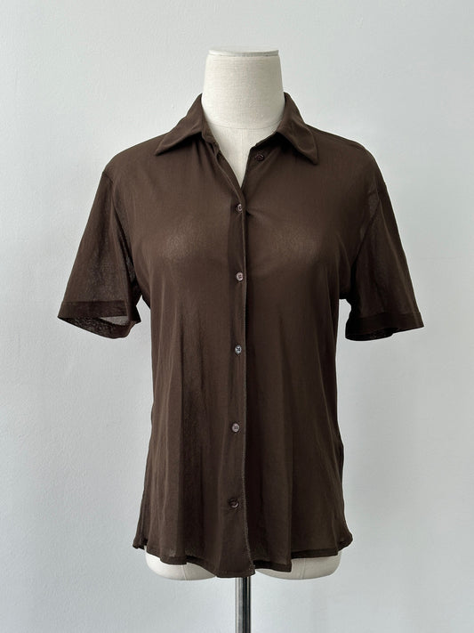 Vintage 2000s Sheer Short Sleeve Shirt - M