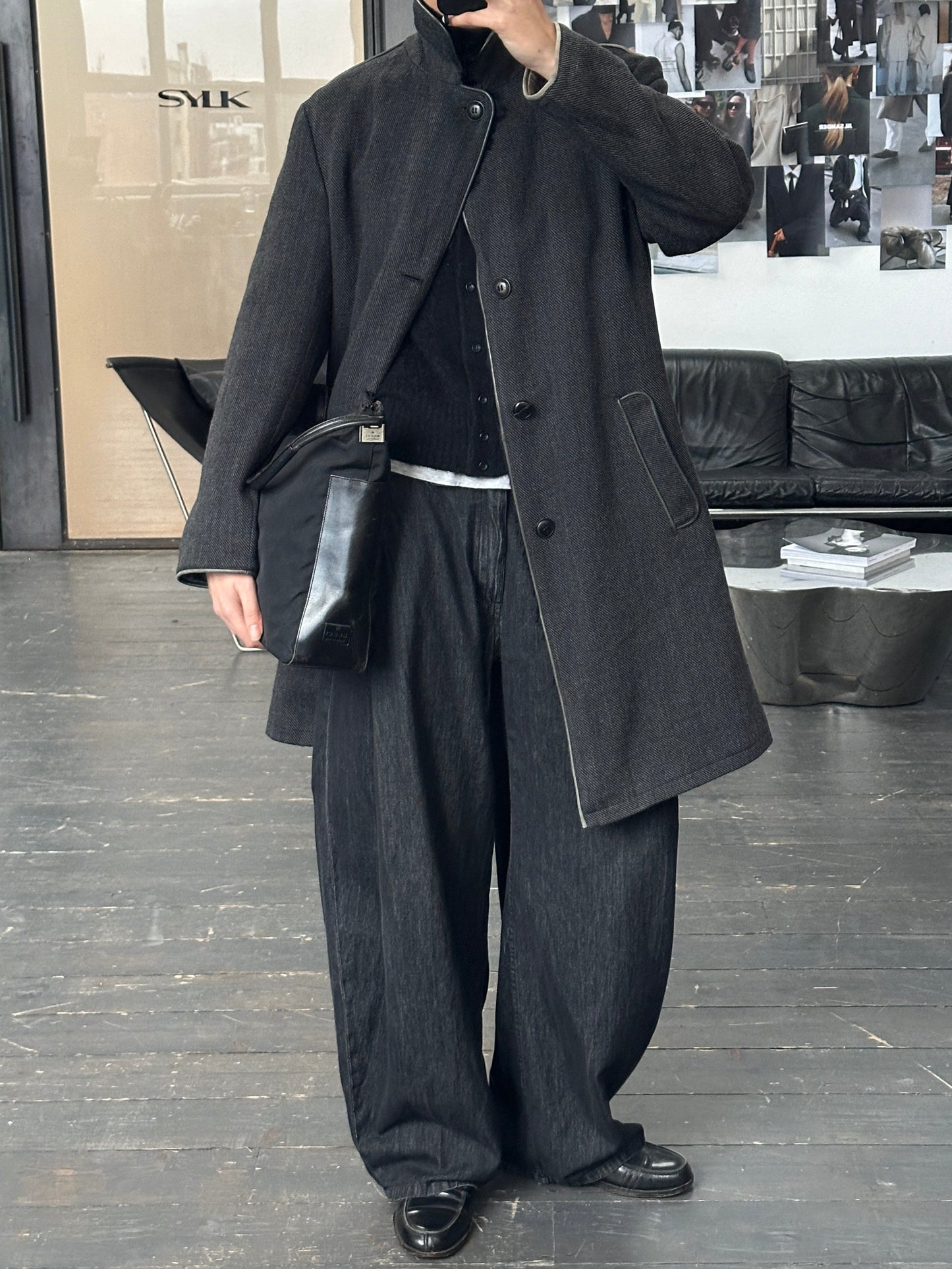 Armani Collezioni 2000s Wool Fur Collar Coat - L