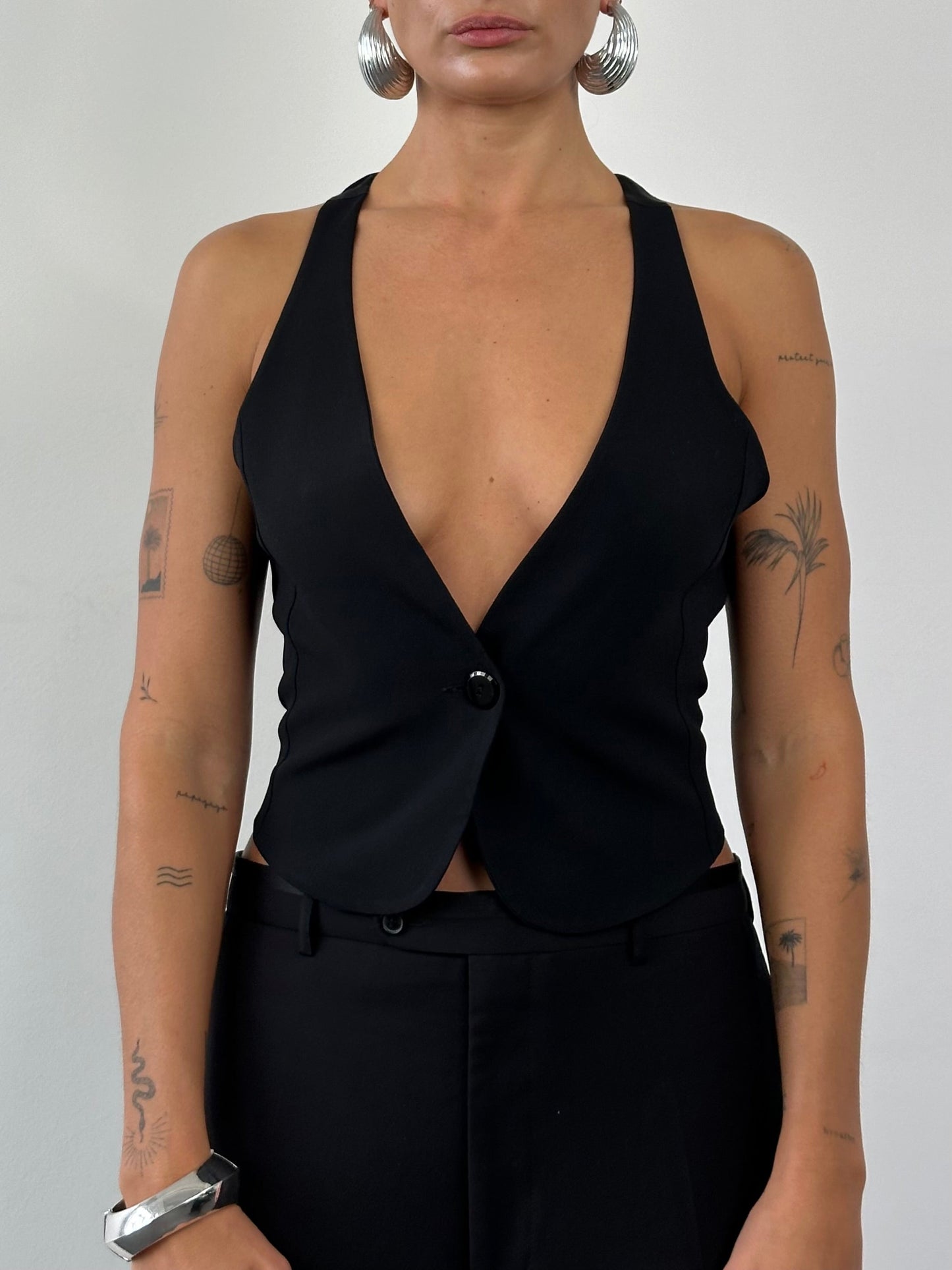 Emporio Armani Single Button Curved Tailored Waistcoat - M/L