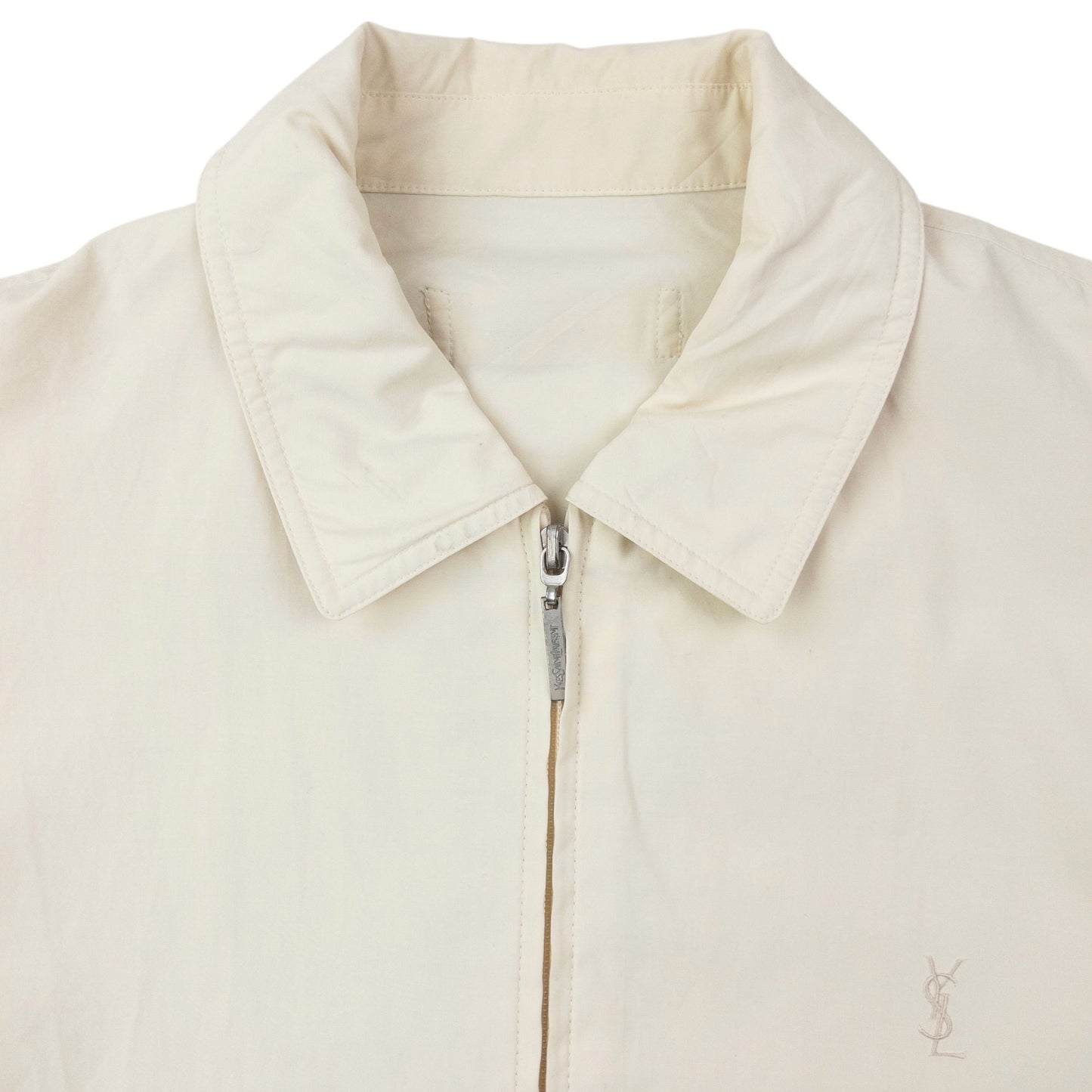 Vintage 90s YSL Yves Saint Laurent Harrington Jacket Size S | Small, Cream