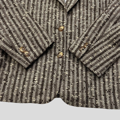 Gucci 1970’s Tweed Striped Wool Blazer Jacket - IT46 (S/M) | Default Title, Black, White