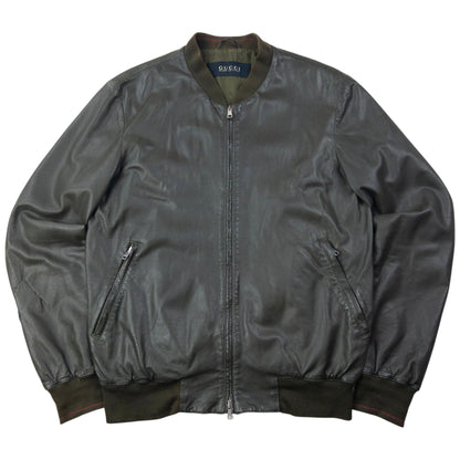 Vintage 2000s Gucci By Tom Ford Leather Bomber Jacket Size M | Medium, Green