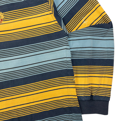 Vintage Burberry Striped Long Sleeve Polo Shirt Size XL