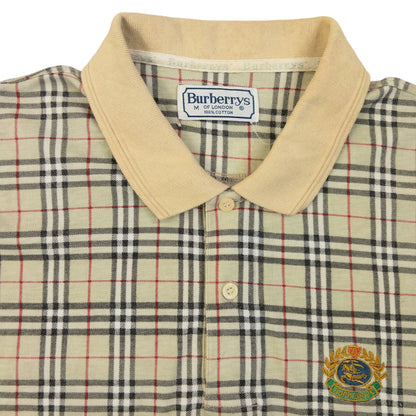 Vintage 90s Burberry Nova Check Polo Shirt Size M | Medium, Beige