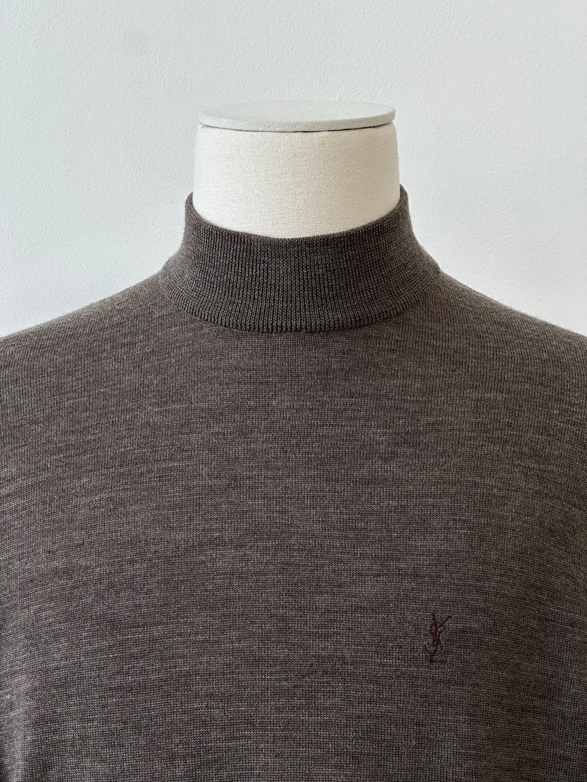 Yves Saint Laurent 1990s Pure Wool High Neck Knit Jumper - M