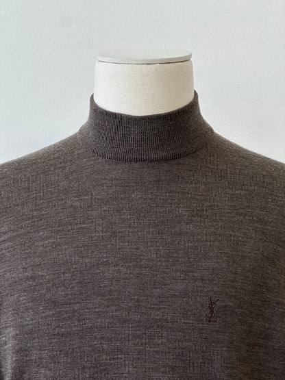 Yves Saint Laurent 1990s Pure Wool High Neck Knit Jumper - M
