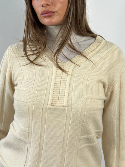 Versace Jeans Couture 2000s Pure Merino Wool Structured Knit Jumper - XS/S