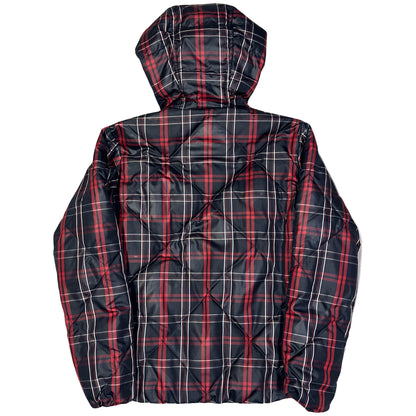 Takeo Kikuchi Diamond Stitch Plaid Puffer Jacket In Navy & Red ( M )