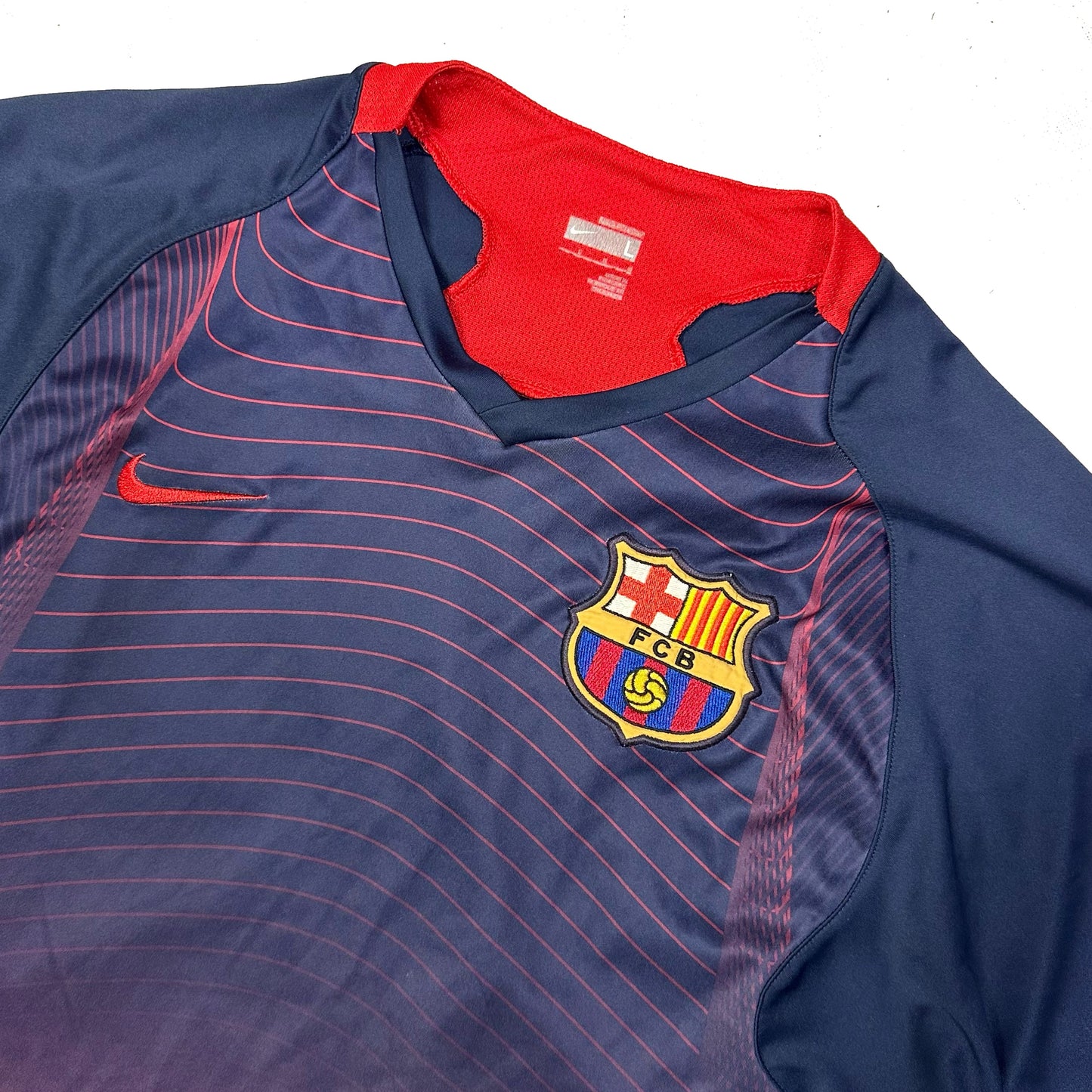 Nike Barcelona 2006/07 Training Shirt In Navy & Red ( L )