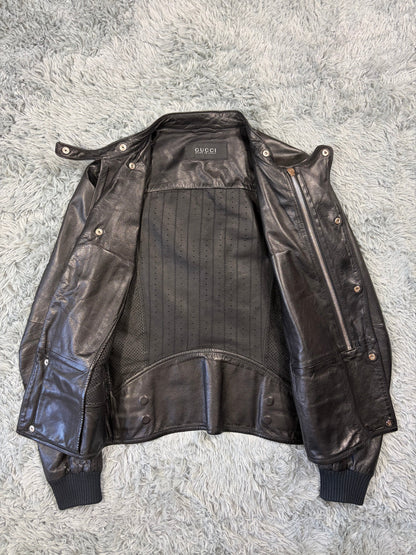 Gucci 00’s by Frida Giannini Perforated Leather Premium Biker Jacket - IT46 | O/S, Black