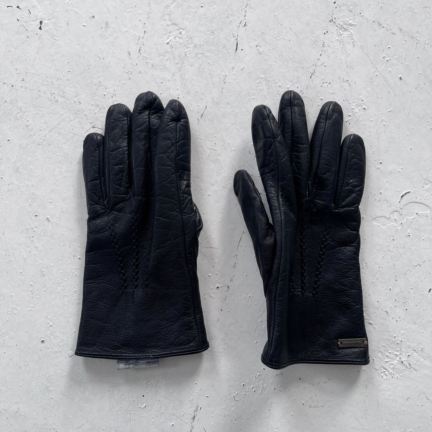 2000s hugo boss orange goat leather gloves | O/S, Orange