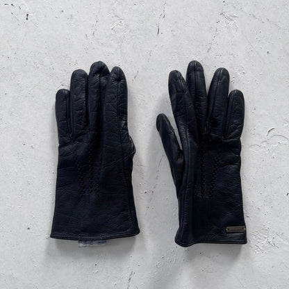 2000s hugo boss orange goat leather gloves | O/S, Orange