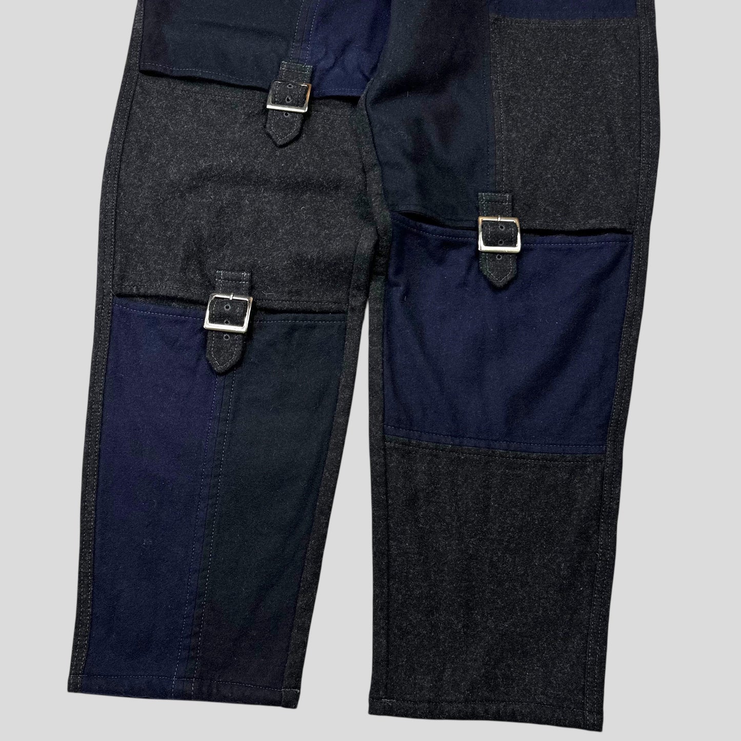CDG SHIRT 00’s Buckle Patchwork Panelled Wool Trousers - L