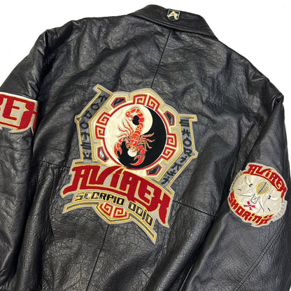 Avirex Scorpio Dojo Leather Jacket In Black ( XXL )