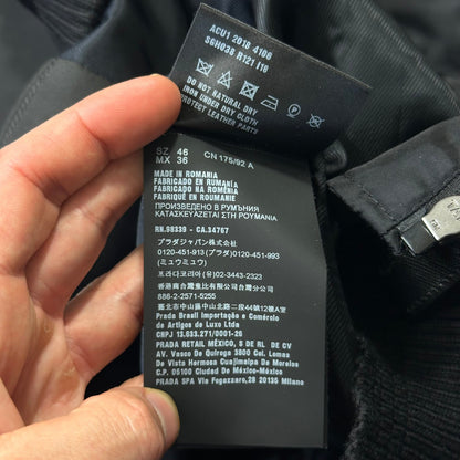 Prada Milano 2018 Black Gabardine Nylon Triangle Bomber - M | Default Title, Black