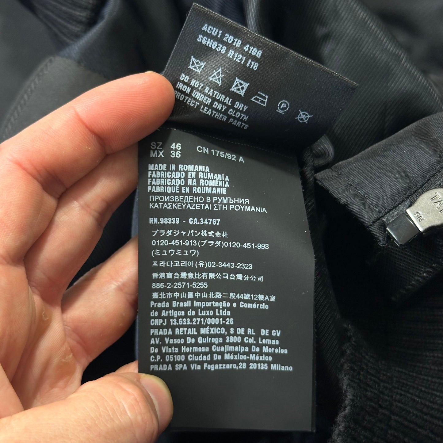 Prada Milano 2018 Black Gabardine Nylon Triangle Bomber - M | Default Title, Black