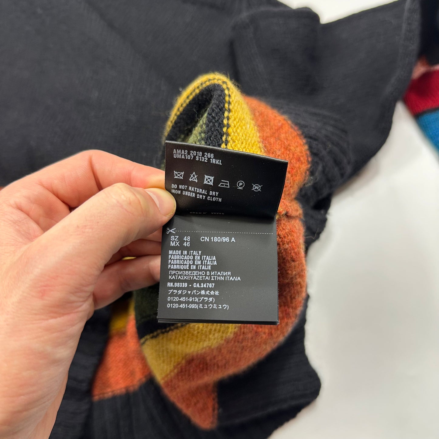 Prada 2018 Heavy Virgin Wool Rainbow Stripe Crewneck Knit - M