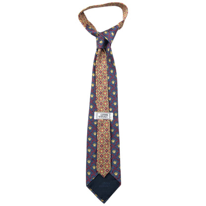 Vintage 90s Gianni Versace Medusa Pattern Silk Tie | O/S, Blue, Red, Gold