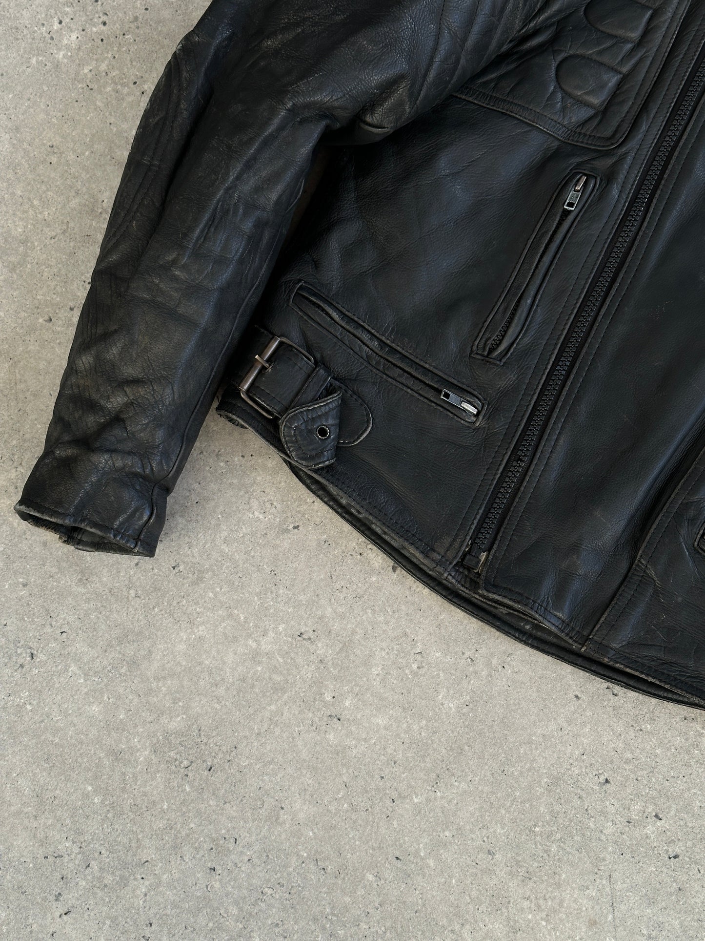 Vintage Structured Motorcycle Leather Jacket - L/XL