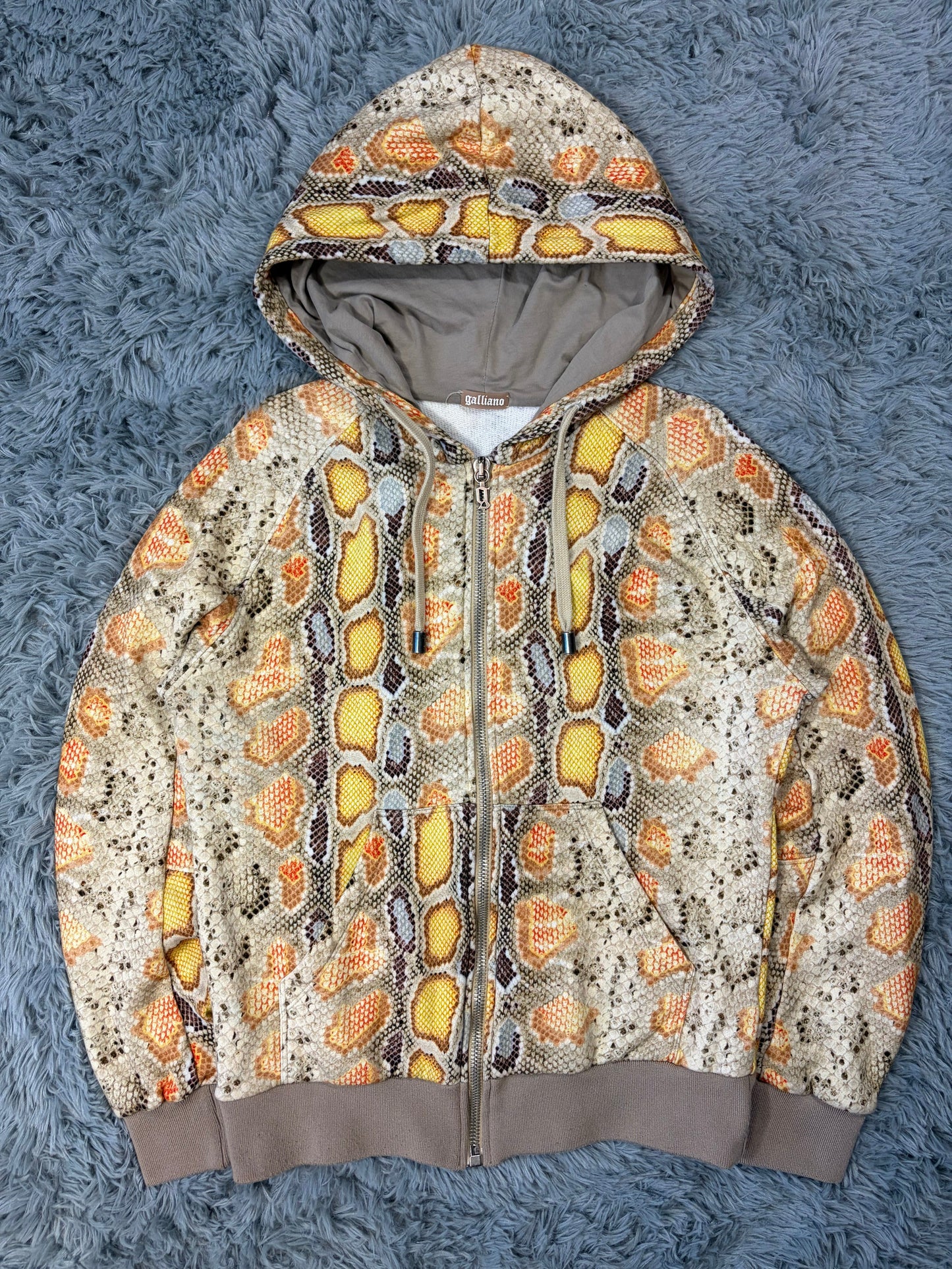 John Galliano 00’s Python Print Zip-up Boxy Hoodie - S | O/S, Multicolour