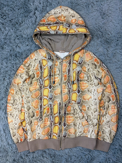 John Galliano 00’s Python Print Zip-up Boxy Hoodie - S | O/S, Multicolour