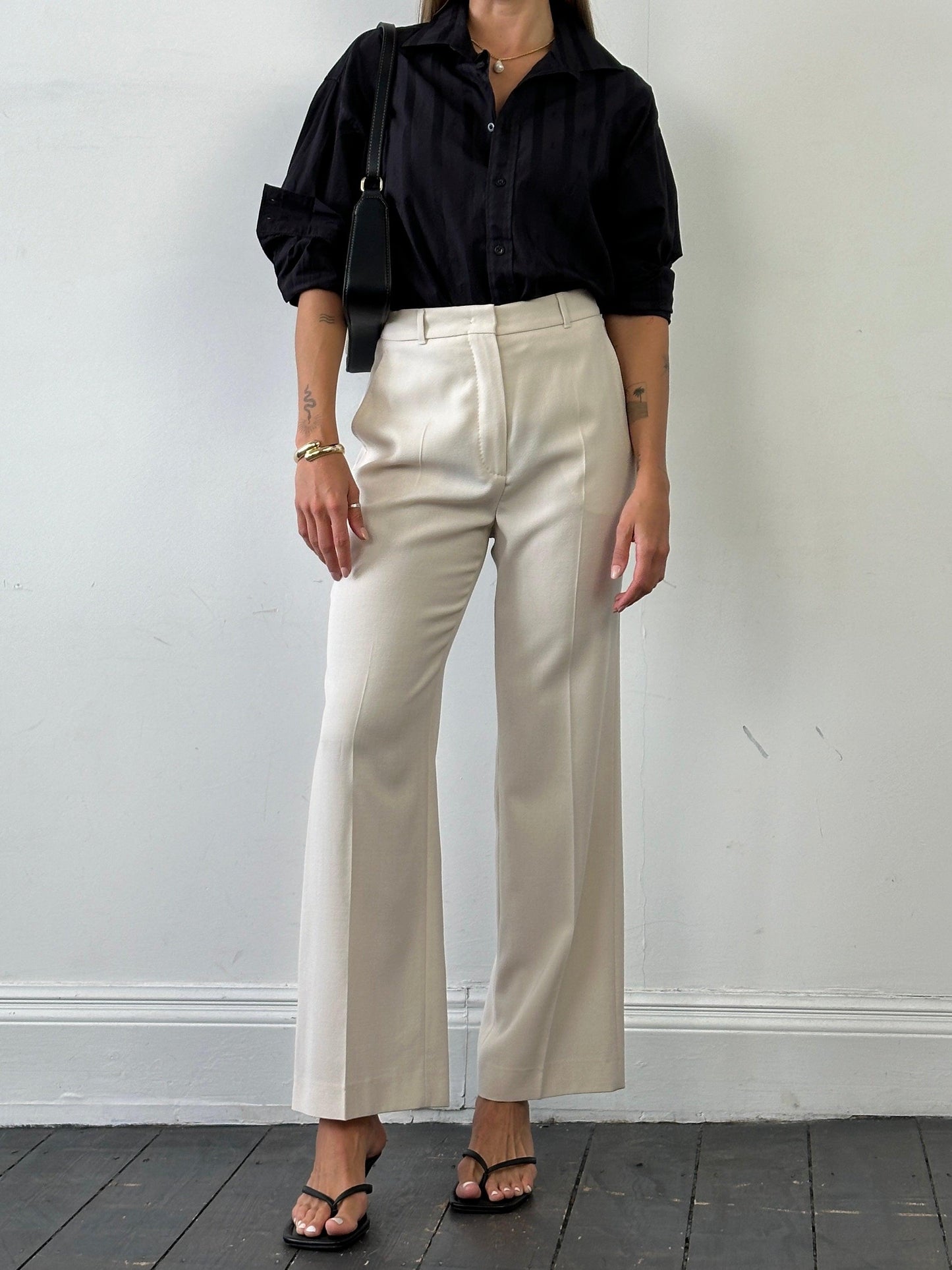 Max Mara Pure Wool High Waisted Tailored Trousers - W28 - Known Source