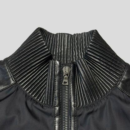 Prada Milano 2007 Gabardine Nylon + Leather Bomber Jacket - IT52 (L) | Default Title, Black