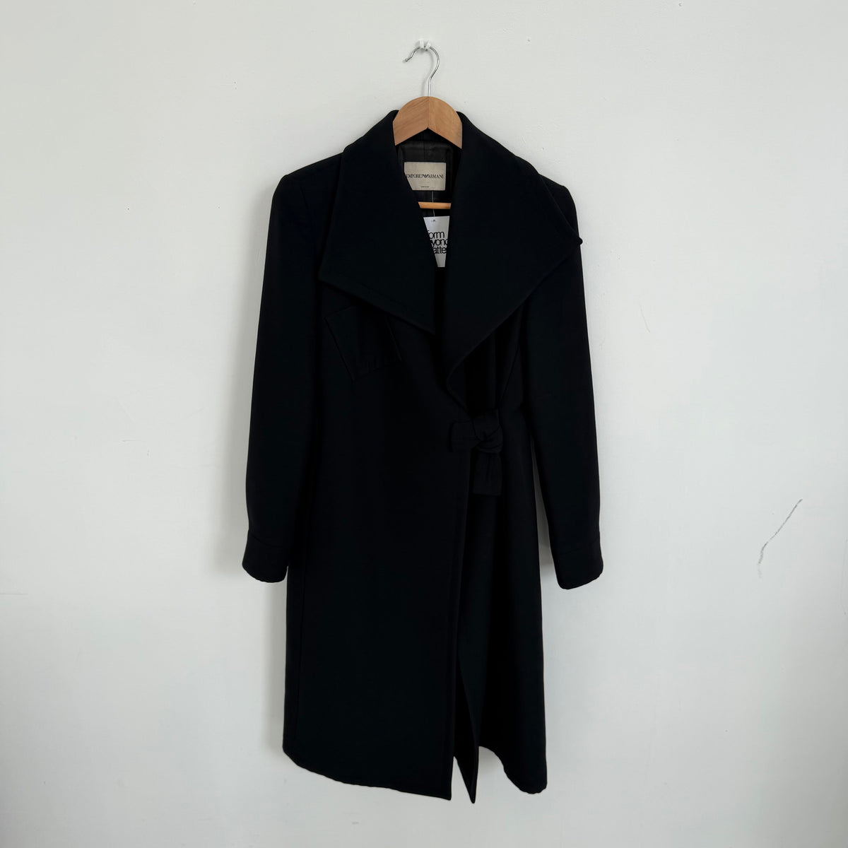 fw2001 emporio armani runway wool trenchcoat | O/S, Black