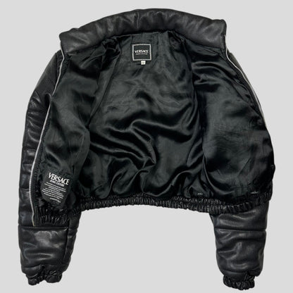 Versace VJC 90’s Liquid Silk Ribbed Cropped Puffer - S/M