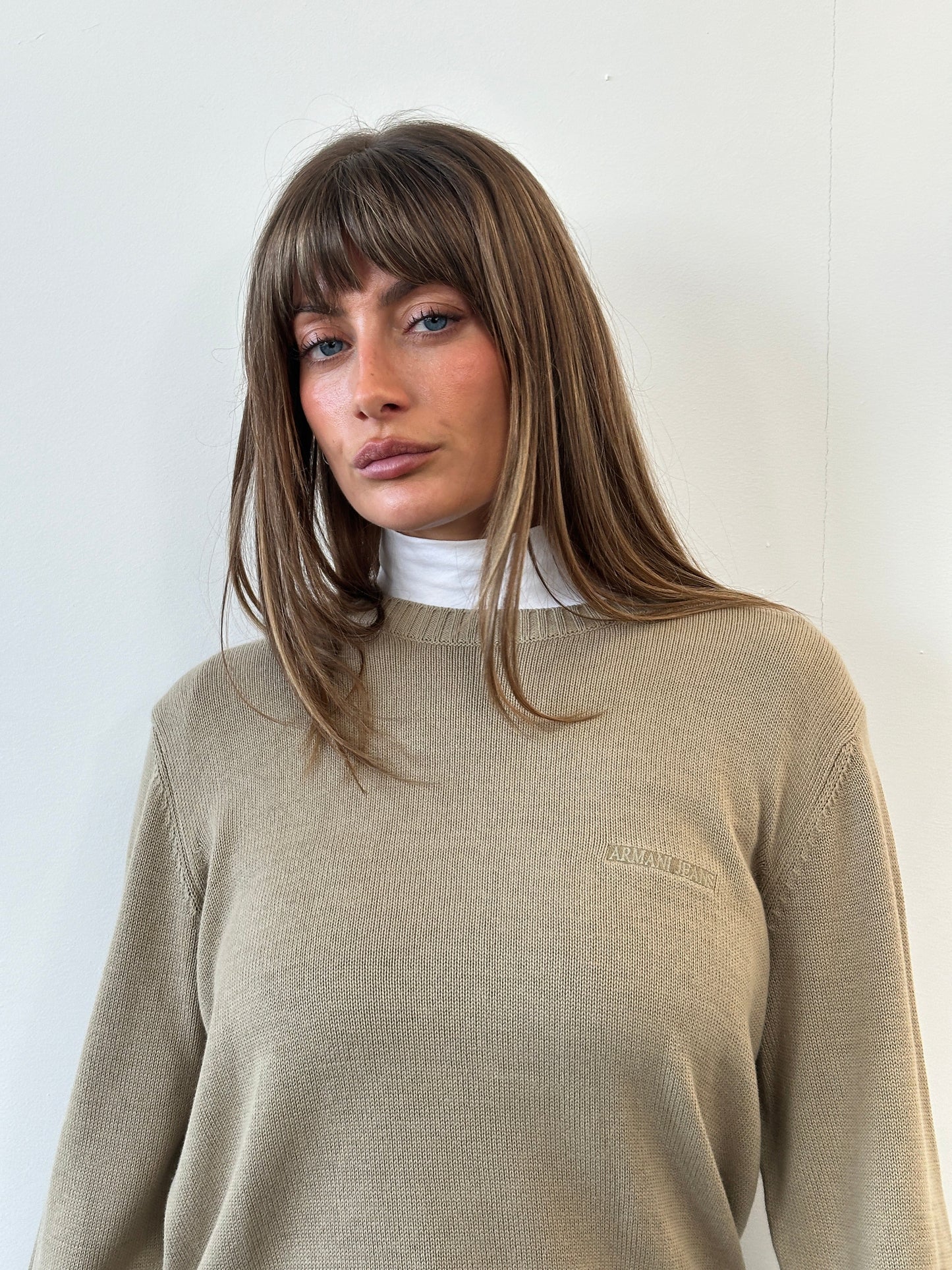 Armani Jeans 1990s Pure Cotton Logo Knitted Jumper - L