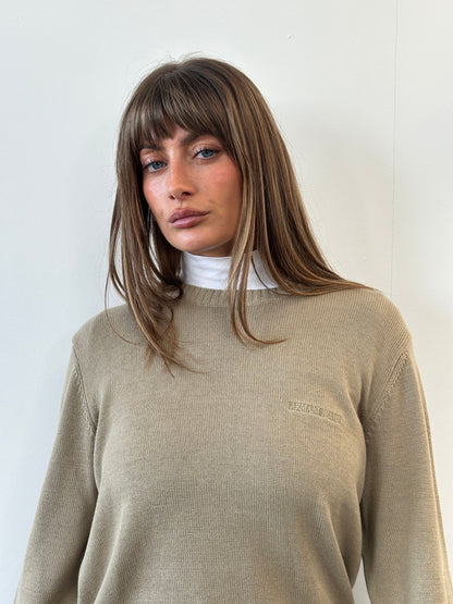 Armani Jeans 1990s Pure Cotton Logo Knitted Jumper - L