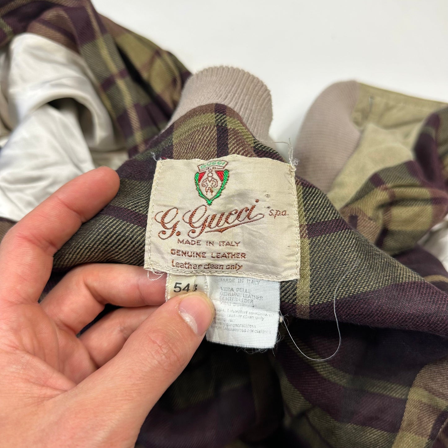 Gucci 1970’s Suede Leather Flannel Lined Flight Jacket - L | Default Title, Beige