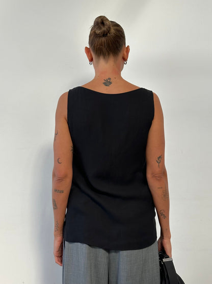 Max Mara Linen Cowl Neck Sleeveless Top - M