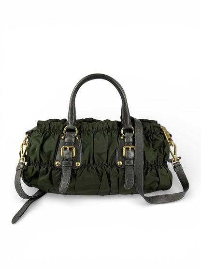 2010s Prada Nylon Tessuto Gaufre 2Way Handbag | O/S, Gold