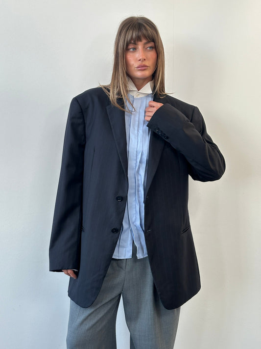 Armani Collezioni 2000s Pure Wool Stripe Single Breasted Blazer - 44L/XXL